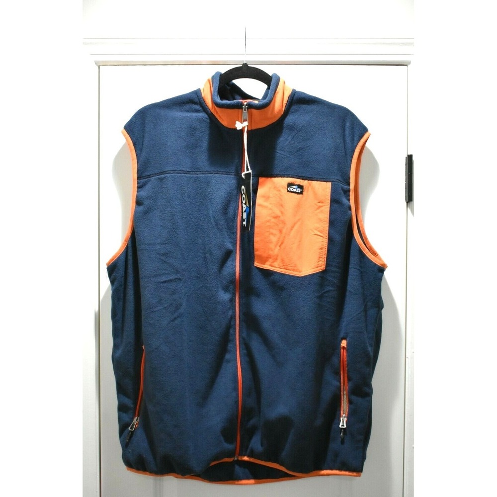 Coast Pawleys Island Vest Zip Up Mens XL Navy Orange 10014N NEW